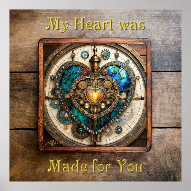 Golden Stained Glass Heart Steampunk Series Poster (Front)