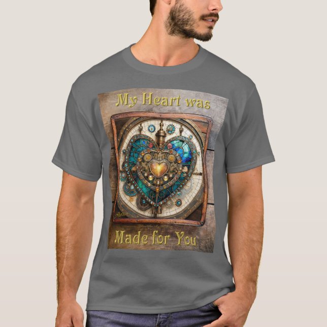 Golden Stained Glass Heart Steampunk Series T-Shirt (Front)