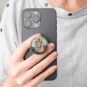 Golden Stained Glass Tiger Mountain Majesty  PopSocket