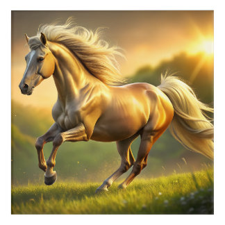 Golden Stallion at Sunset Illustration Acrylic Print