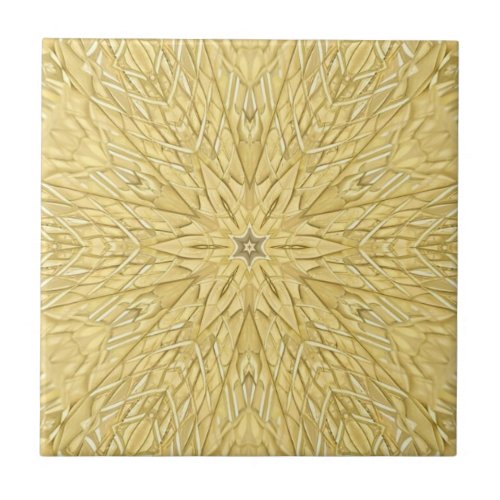 Golden star 6 pointed geometric design ceramic tile