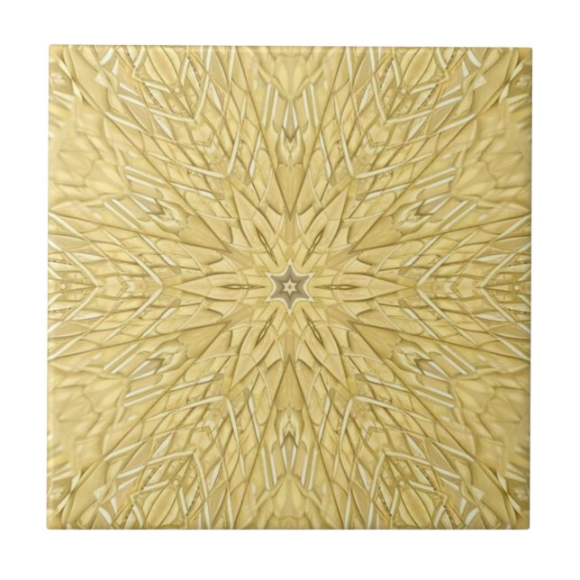 Golden star 6 pointed geometric design ceramic tile (Front)