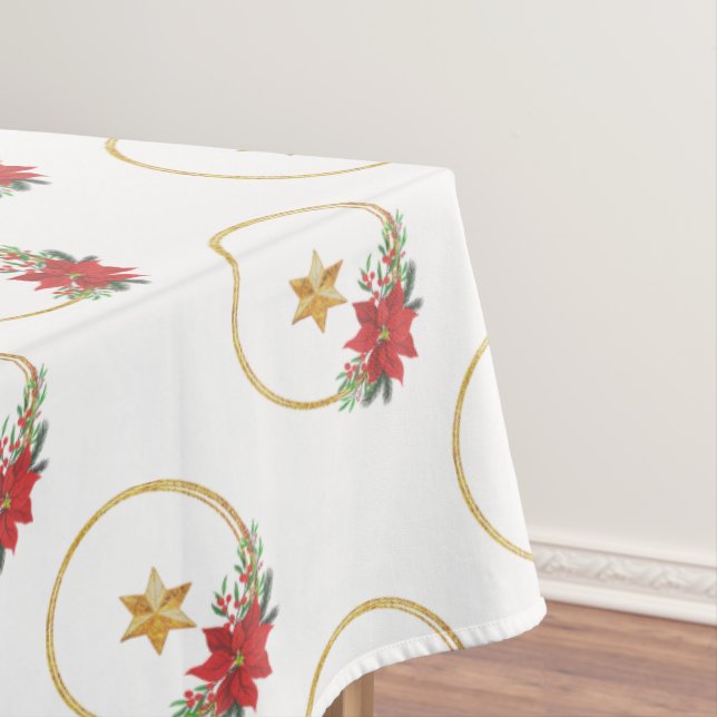 Golden Star and Christmas Wreath Vector Tablecloth (In Situ)