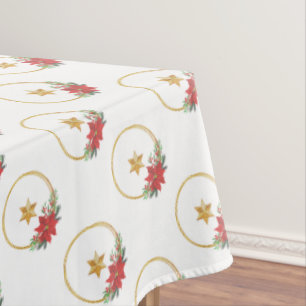 Golden Star and Christmas Wreath Vector Tablecloth