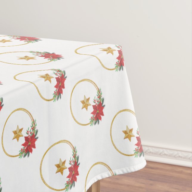 Golden Star and Christmas Wreath Vector Tablecloth (In Situ)