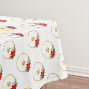 Golden Star and Christmas Wreath Vector Tablecloth