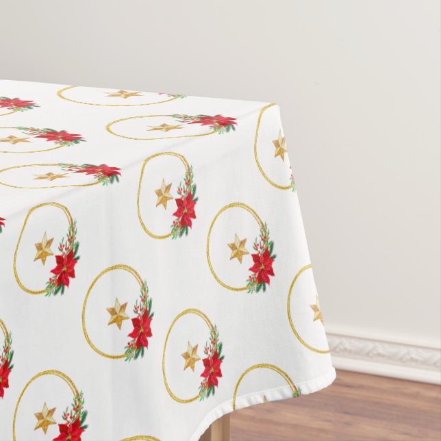 Golden Star and Christmas Wreath Vector Tablecloth (In Situ)