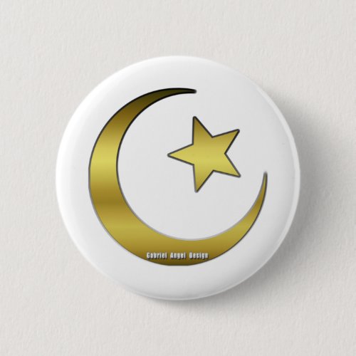 Golden Star and Crescent Button