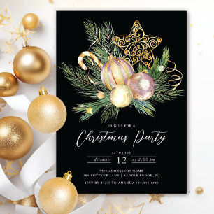 Golden Star Christmas Party Invitation