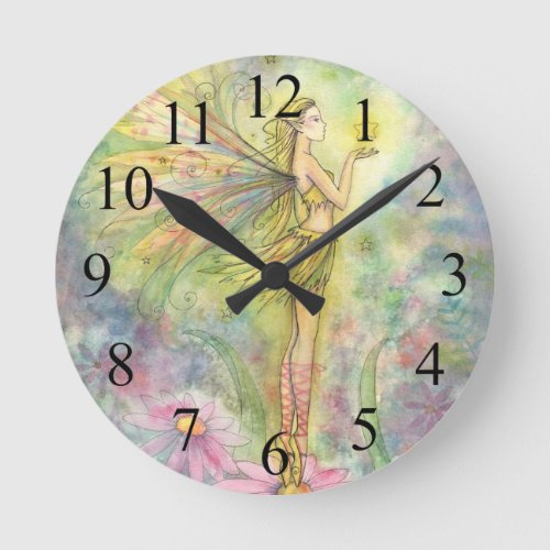 Golden Star Fairy Fantasy Art Clock