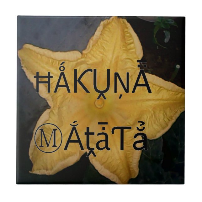 Golden Star Hakuna Matata Art Print Ceramic Tile (Front)