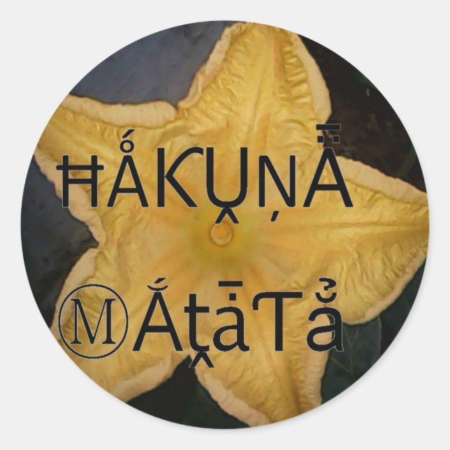 Golden Star Hakuna Matata Art Print Classic Round Sticker (Front)