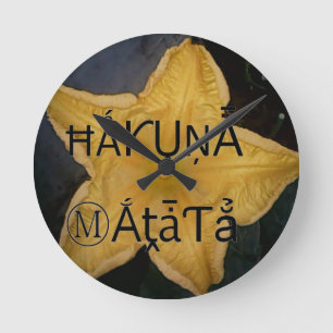 Golden Star Hakuna Matata Art Print Round Clock