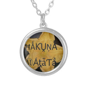Golden Star Hakuna Matata Art Print Silver Plated Necklace