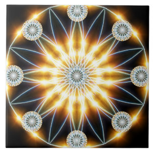 Golden Star Mandala Ceramic Tile