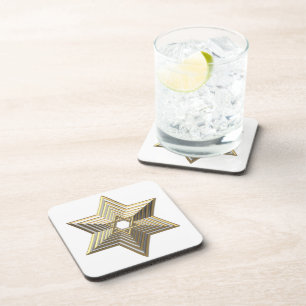 Golden Star of David Beverage Coaster