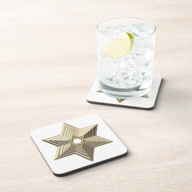Golden Star of David Beverage Coaster (Right Side)