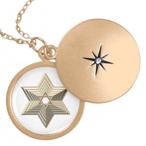Golden Star of David Locket Necklace