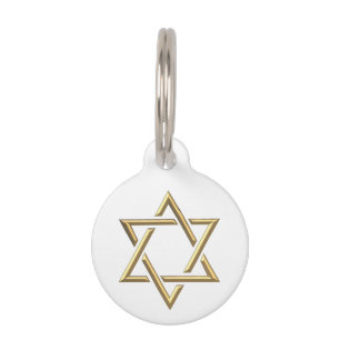 Golden Star of David Pet Name Tag
