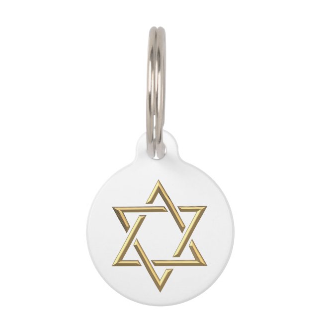 Golden Star of David Pet Name Tag (Front)