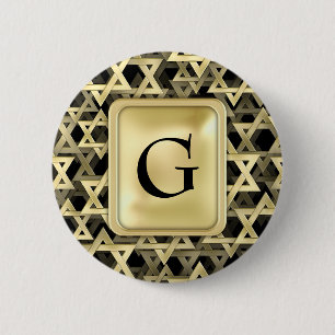 Golden Star Of David Pinback Button
