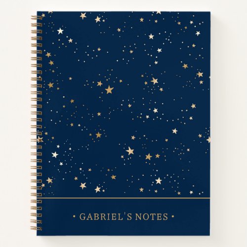 Golden Star on Blue Night  Add Your Name Notebook