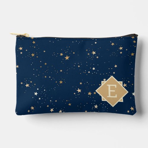 Golden Star on Blue Night Pattern Accessory Pouch