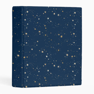 Golden Star on Blue Night Pattern Mini Binder