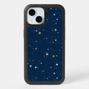 Golden Star on Blue Night Pattern iPhone 15 Case