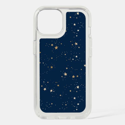 Golden Star on Blue Night Pattern iPhone 15 Case