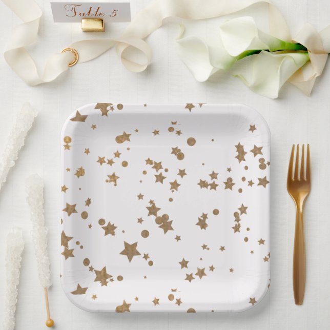 Golden star paper plates (Wedding)