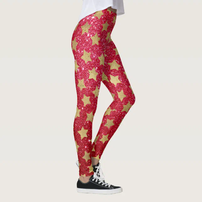 Christmas Tights With Golden Star Pattern, Holiday Outfit 