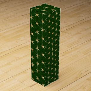 Golden Star pattern on a green background Wine Box