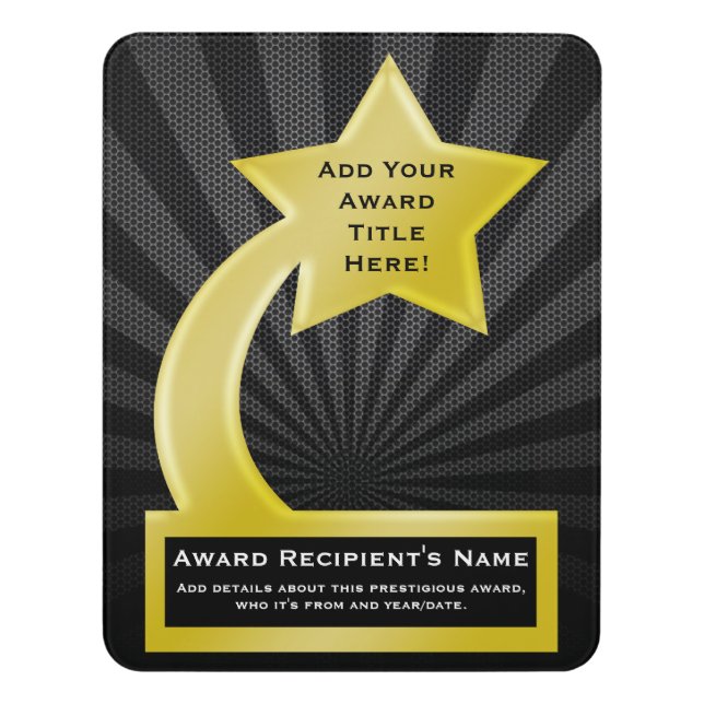Golden Star Personalized Custom Acrylic Award Wall Door Sign (Contemporary Vert)