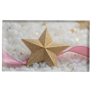 golden star place card holder