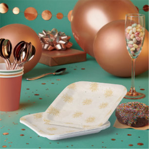 Golden Starburst Blooms Paper Plates