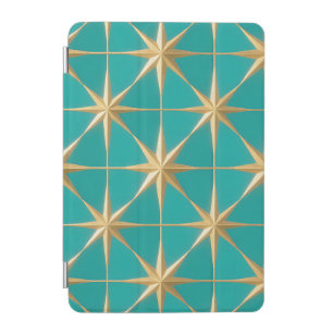 Golden Starburst Geometric Teal Midcentury iPad Mini Cover