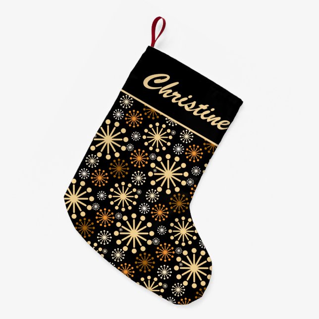 Golden Starburst Small Christmas Stocking (Front (Hanging))