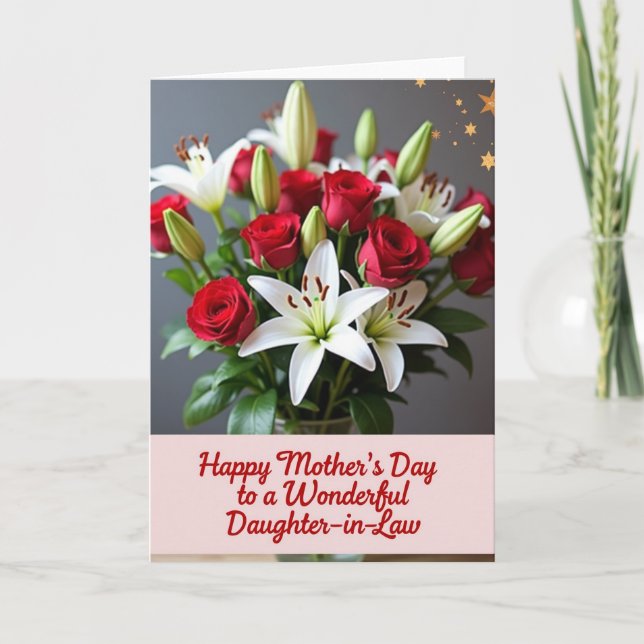 Golden Starbursts Moms Day Card (Front)