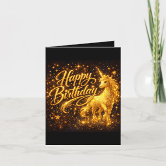 Golden Stardust Birthday — Fantasy Unicorn  Invitation