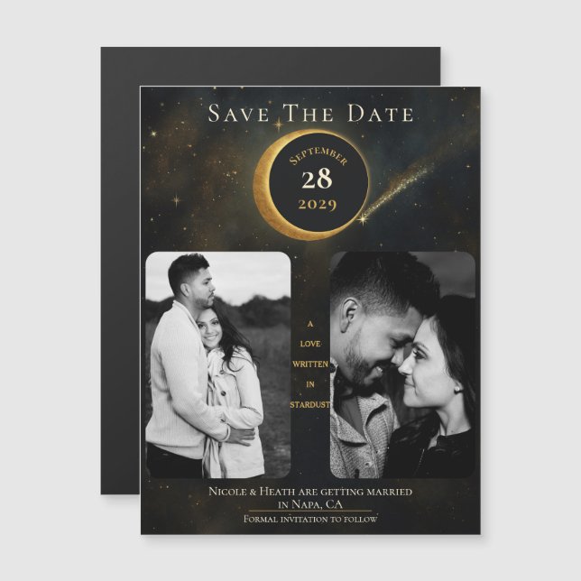 Golden Stardust Eclipse Celestial Save The Date (Front/Back)