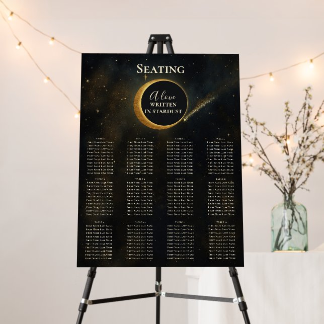 Golden Stardust Eclipse Celestial Wedding Seating Foam Board (In Situ (Stand))
