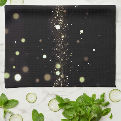 Golden Stardust in Black Kitchen Towel