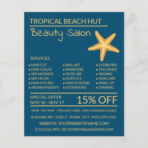 Golden Starfish Beautician Beauty Salon Advert Flyer