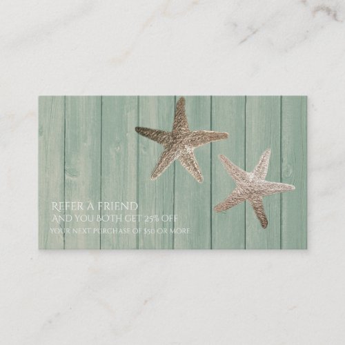 Golden Starfish  Wood Beach Refer a Friend Card