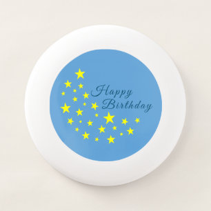 Golden Starry Moon on Picton Blue Happy Birthday Wham-O Frisbee