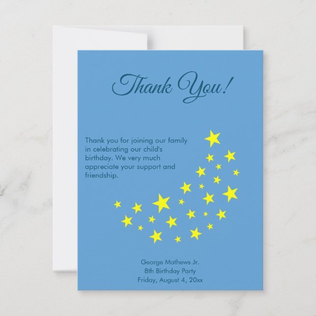 Golden Starry Moon, Picton Blue Birthday Thank You (Front)