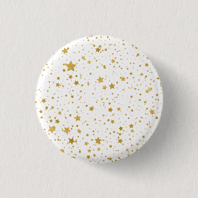 Golden Stars2 -Pure White- Pinback Button (Front)