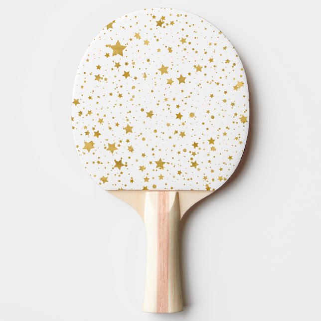Golden Stars2 -Pure White- Ping Pong Paddle (Front)
