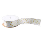 Golden Stars2 -Pure White- Satin Ribbon